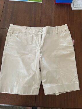 LOFT Cream Chino Bermuda Shorts